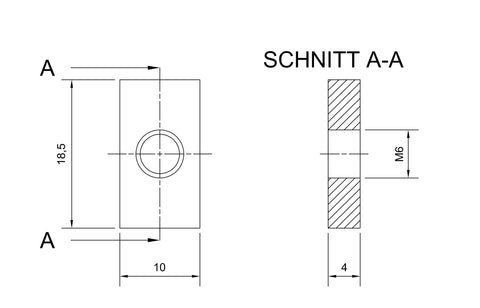 Threaded plate M6 galvanized steel