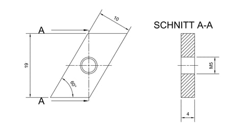 Threaded plate M5 galvanized steel