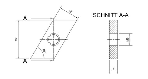 Threaded plate M6 galvanized steel