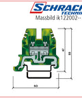 Clemă de împământare TEO.2, galb/ver/0,5-4 mm²