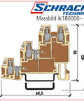 Clemă triplu etajată, bej, tip TLS.2, 0,2-4 mm²