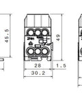 Main branch terminal, 1-pole,100A, in. 2x25mm², out.6x10mm²