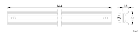 Aluminium H/C rail for 200mm Divided Front Plates, Wide 5