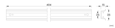 Aluminium H/C rail for 440mm Divided Front Plates, Wide 4