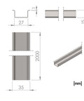 DIN-rail high, unperforated, sendzimir zinced