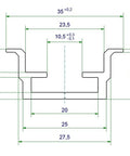 Șină din aluminiu N157, 2000x35x15mm (LxÎxA)