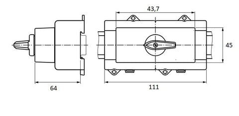 Changeover Switch Netz-0-Notstrom, modular, 4-pole 32A