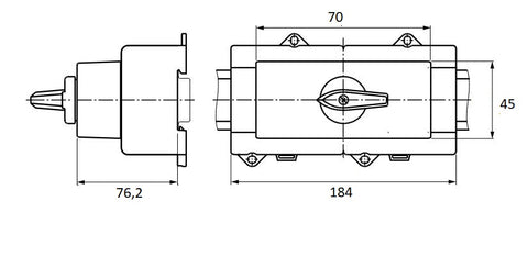 Changeover Switch Netz-0-Notstrom, modular, 4-pole 125A