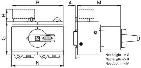 Comutator princ.modular rosu/galben 3p 25A blocabil cu lacat