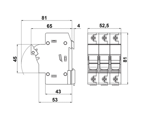 Separator modular pentru portfuzibile 10x38 3p 32A