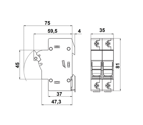 Separator modular pentru portfuzibile 10x38 1p+N 32A