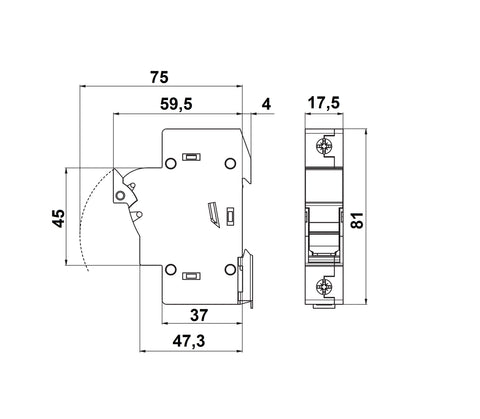 Separator modular pentru portfuzibile 10x38 1p 32A cu LED