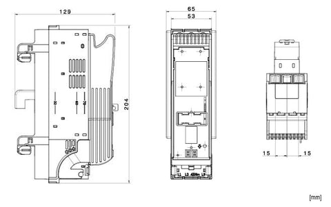 Separator NH Gr.000 până la 125A, sist. 60 mm, ieșire pe sus