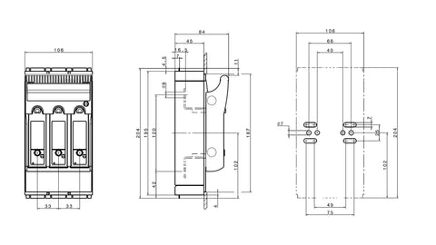 Separator mărime 00, 3-poli, 160A, M8