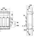 Separator mărime 1, 3-poli, 250A, M10, ieşire sup/inf