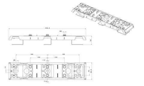 Adaptor dublu pt. separator vert. măr.00 pe sistem de 185mm