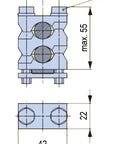 Clamp terminal ARROW BLUE size 2, double