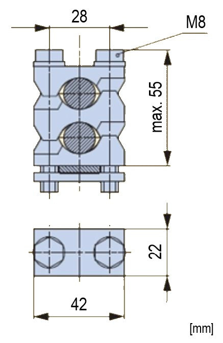 Clamp terminal ARROW BLUE size 2, double