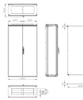 Dulap compact cu două uşi, 1800x1000x400mm, RAL 7035 IP54