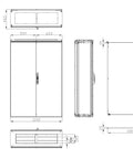 Dulap compact cu două uşi, 1800x1200x400mm, RAL 7035 IP54