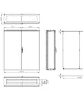 Dulap compact cu două uşi, 1800x1600x400mm, RAL 7035 IP54
