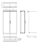 Dulap compact cu două uşi, 2000x1200x400mm, RAL 7035 IP54