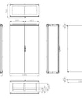 Dulap compact cu două uşi, 2000x1200x500mm, RAL 7035 IP54