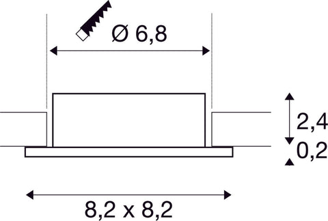 NEW TRIA 68, inel de instalare pe tavan, 8,2x8,2x2,6cm, IP20