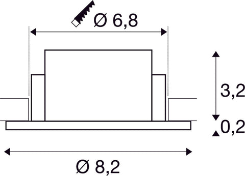 NEW TRIA 68, inel de montare pe tavan, Ø8,2 H3,4 cm