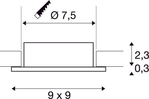 NEW TRIA 75, inel de montare pe tavan, 9x9x2,6 cm, IP20, alb