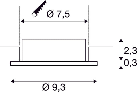 NEW TRIA 75, inel de montare pe tavan, Ø9,3 H2,6 cm, IP20
