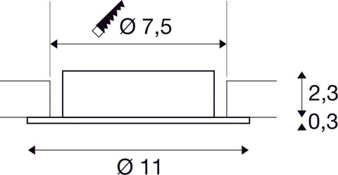 NEW TRIA 75 XL, inel de montare pe tavan, Ø11 H2,6 cm, IP20
