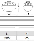 LINDA LED PC 2x24W, 4000K, 7399lm, IP65, SK II gri,L=1270mm