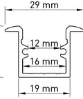 Profil aluminiu LBI, L-2000mm B-29mm H-19mm