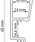 Profil aluminiu LBV, L-2000mm B-22mm H-65mm