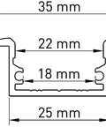 Profil aluminiu TBU, L-2000mm B-25mm H-14,5mm