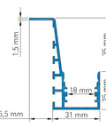 Aluminiumprofile TPB, L-2000mm B-46,5mm H-60mm