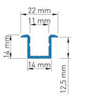 Profil aluminiu KLI,  L-2000mm W-14mm H-14mm
