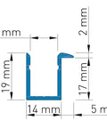 Aluminiumprofile KLT, L-2000mm B-19mm H-19mm