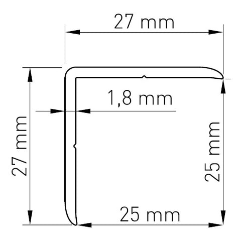 L corner Profile 25x25mm
