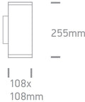 Cube-WL2, E27 PAR30, 2x75W, IP54, gri