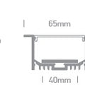 Alu Recessed Profile ptr.40mm Strips+Opal capac 2m