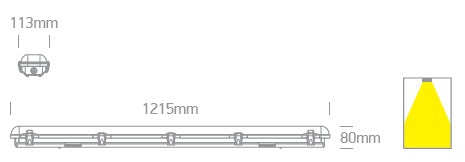 Dewy 2 LED 60W 4000K 4800lm 230V IP65 L=1215mm PC/PC gri
