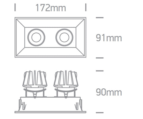 Merek LED 2x11W, 2x820lm, 3000K, 230V, IP20, 38°, alb