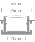 LED trimless profil aluminiu + PC diffuser negru 2m