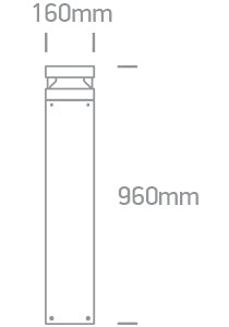 Andros LED 20W 2000lm 840 230V IP65 antracit H-960mm
