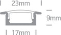 LED aluminum recessed profile + difuzor PC negru 2m
