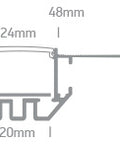 Profil alu fără garnitură +capac opal PC pt benzi de 20mm 2m
