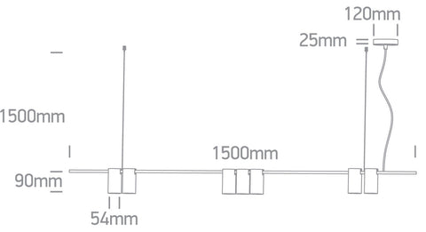 Sigo 7x7W MR16 GU10 110-240V negru-alama L=1500mm