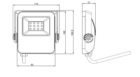 Capri LED Basic 10W 1200lm 4000K simetric IP65 negru
